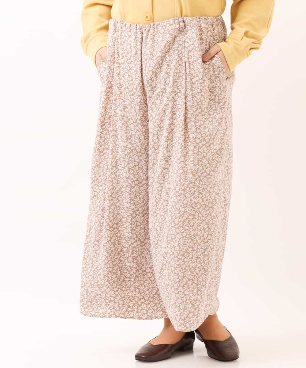 OLLDM03080 eur3(エウルキューブ) 【大きいサイズ】ストンと落ちるサテンワイドパンツ ベージュ