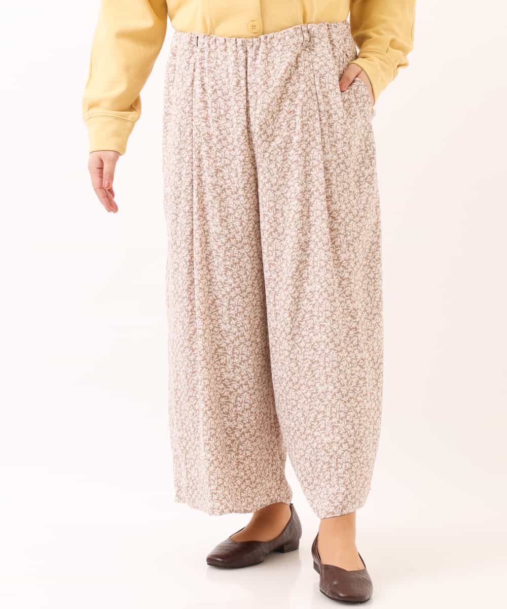 OLLDM03080 eur3(エウルキューブ) 【大きいサイズ】ストンと落ちるサテンワイドパンツ ベージュ