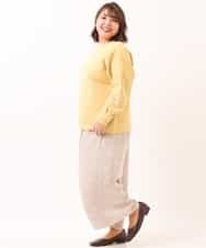OLLDM03080 eur3(エウルキューブ) 【大きいサイズ】ストンと落ちるサテンワイドパンツ ベージュ
