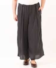 OLLDM03080 eur3(エウルキューブ) 【大きいサイズ】ストンと落ちるサテンワイドパンツ ダークグレー