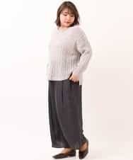 OLLDM03080 eur3(エウルキューブ) 【大きいサイズ】ストンと落ちるサテンワイドパンツ ダークグレー