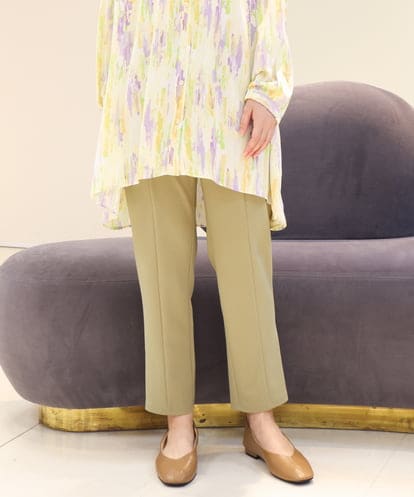 OLLDS10090 eur3 【大きいサイズ】カットジョーゼットストレッチパンツ