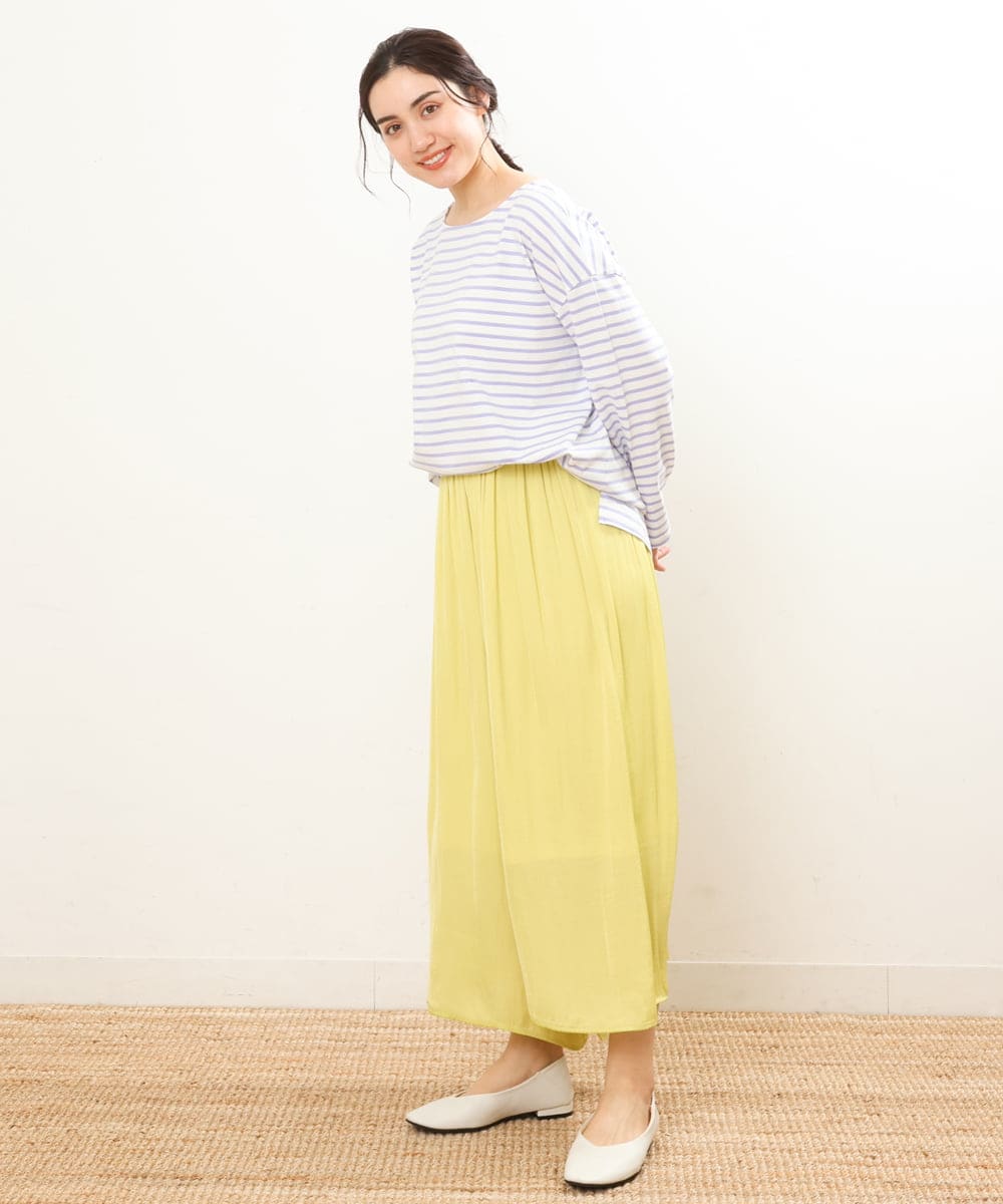OLLDS24080 eur3(エウルキューブ) 【雑誌掲載】【大きいサイズ】メーテルサテンパンツ イエロー(25)