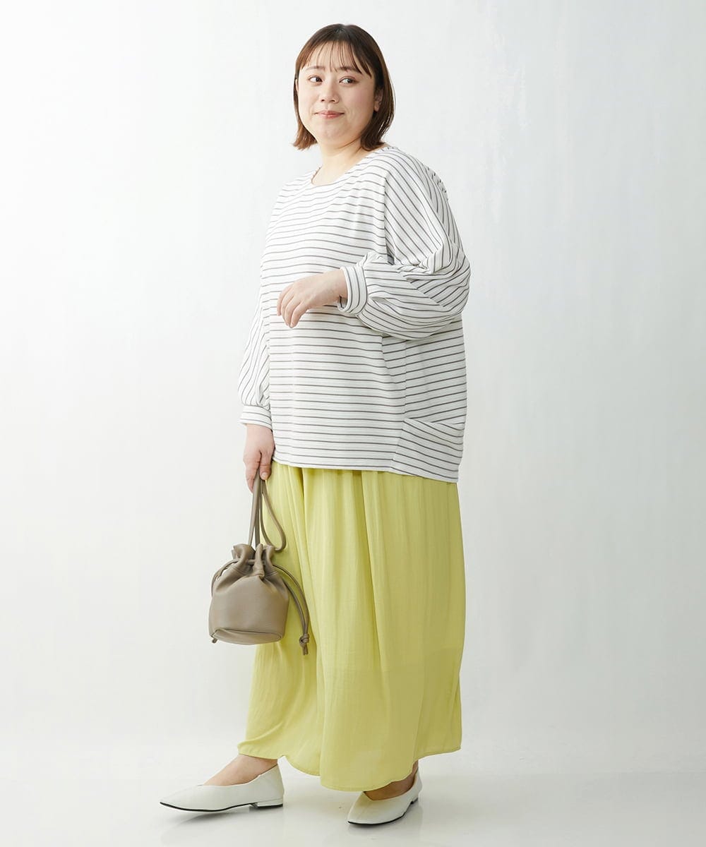OLLDS24080 eur3(エウルキューブ) 【雑誌掲載】【大きいサイズ】メーテルサテンパンツ イエロー(25)