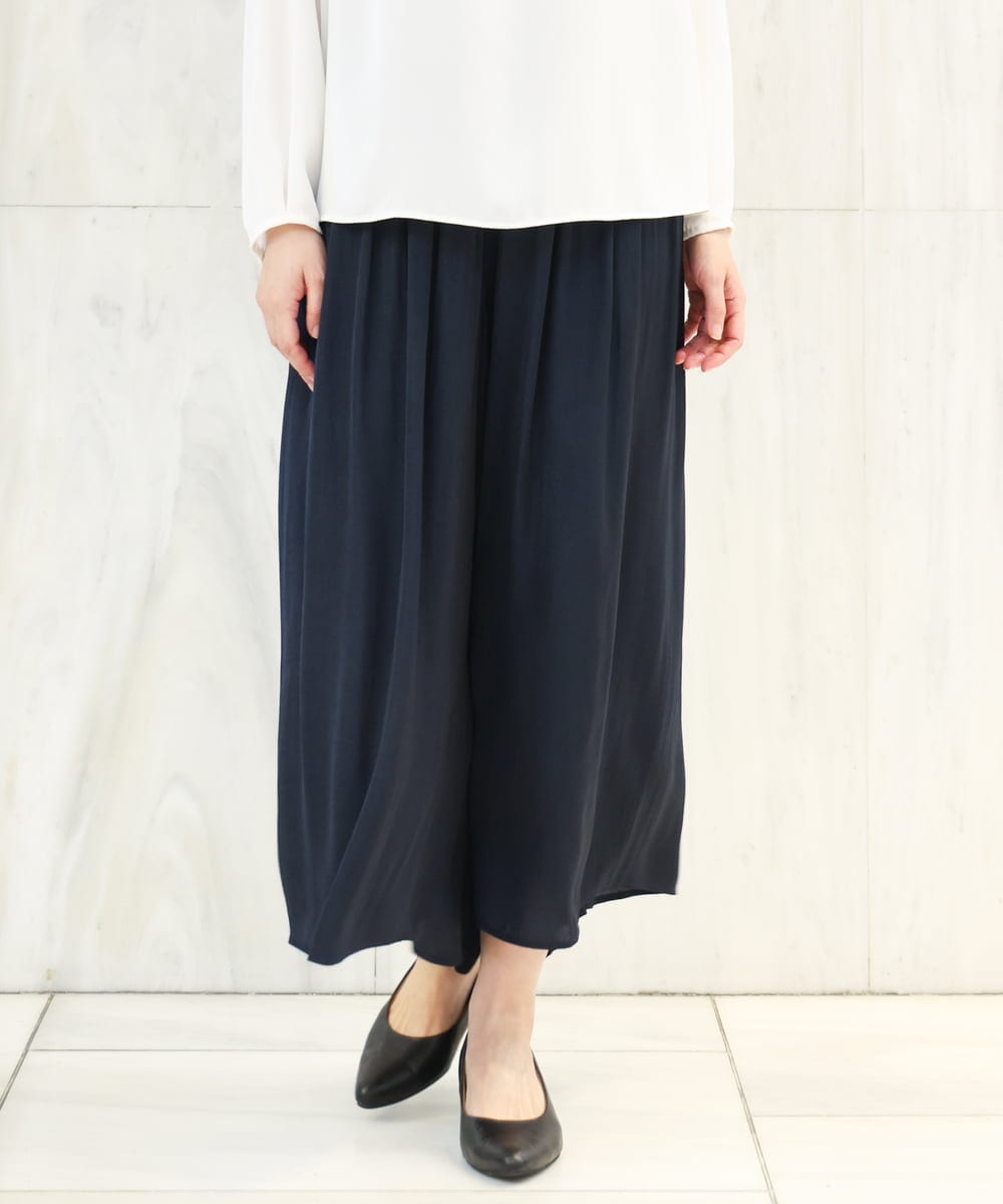 OLLDS24080 eur3(エウルキューブ) 【雑誌掲載】【大きいサイズ】メーテルサテンパンツ ネイビー(57)