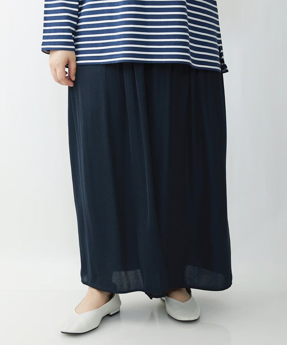 OLLDS24080 eur3(エウルキューブ) 【雑誌掲載】【大きいサイズ】メーテルサテンパンツ ネイビー(57)