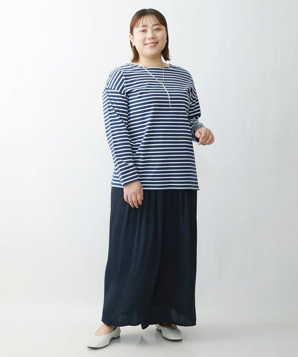 OLLDS24080 eur3(エウルキューブ) 【雑誌掲載】【大きいサイズ】メーテルサテンパンツ ネイビー(57)