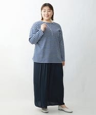 OLLDS24080 eur3(エウルキューブ) 【雑誌掲載】【大きいサイズ】メーテルサテンパンツ ネイビー(57)