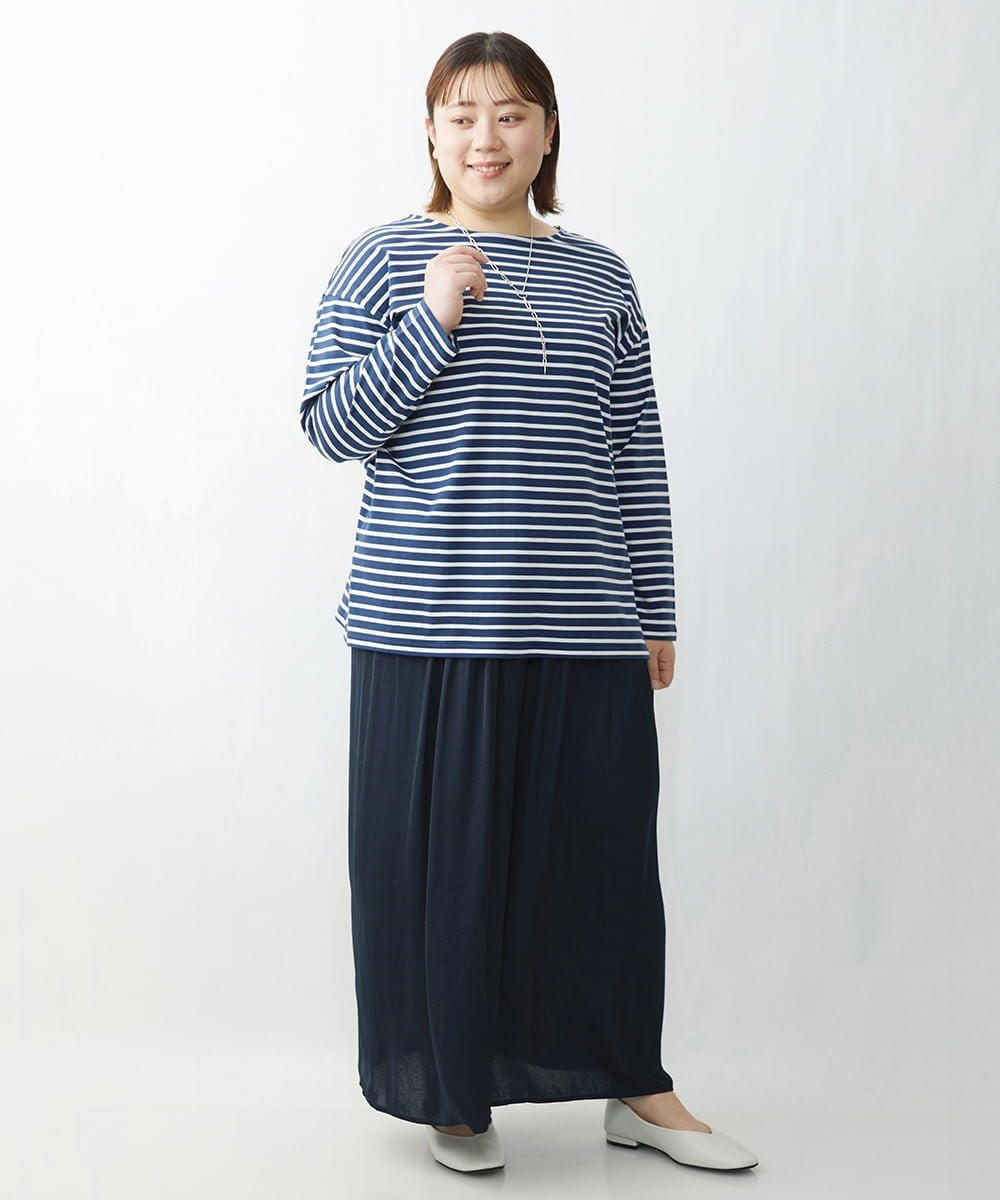 OLLDS24080 eur3(エウルキューブ) 【雑誌掲載】【大きいサイズ】メーテルサテンパンツ ネイビー(57)