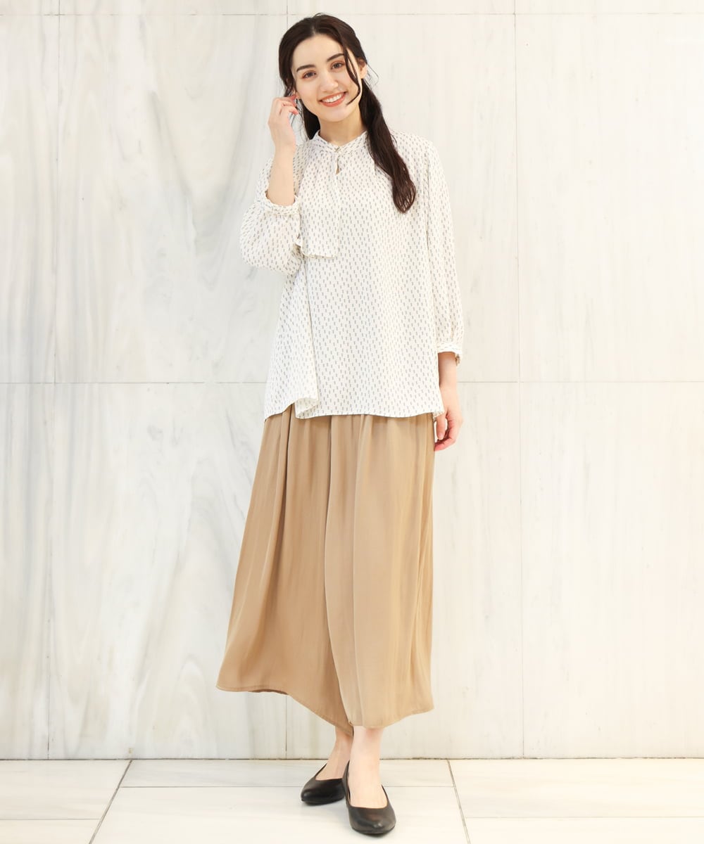 OLLDS24080 eur3(エウルキューブ) 【雑誌掲載】【大きいサイズ】メーテルサテンパンツ ベージュ(82)