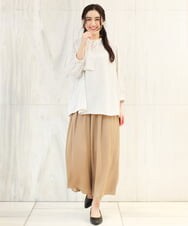 OLLDS24080 eur3(エウルキューブ) 【雑誌掲載】【大きいサイズ】メーテルサテンパンツ ベージュ(82)