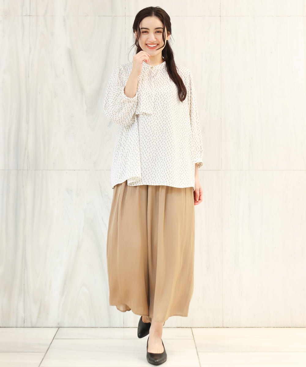 OLLDS24080 eur3(エウルキューブ) 【雑誌掲載】【大きいサイズ】メーテルサテンパンツ ベージュ(82)