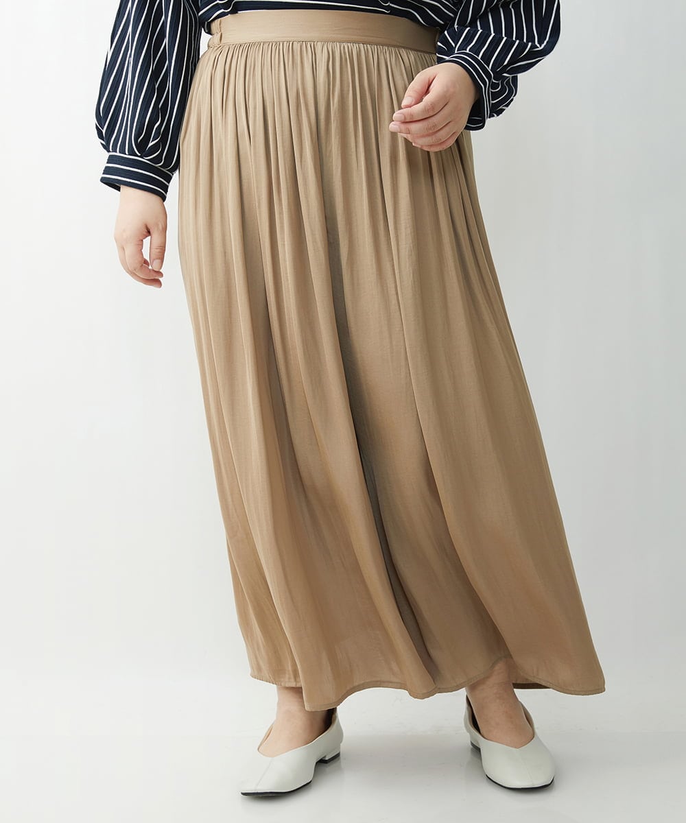 OLLDS24080 eur3(エウルキューブ) 【雑誌掲載】【大きいサイズ】メーテルサテンパンツ ベージュ(82)