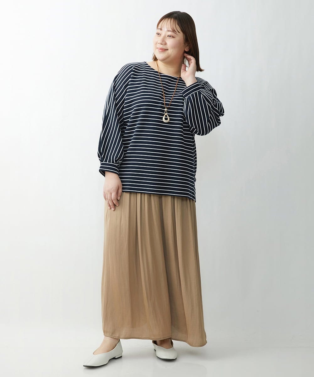 OLLDS24080 eur3(エウルキューブ) 【雑誌掲載】【大きいサイズ】メーテルサテンパンツ ベージュ(82)