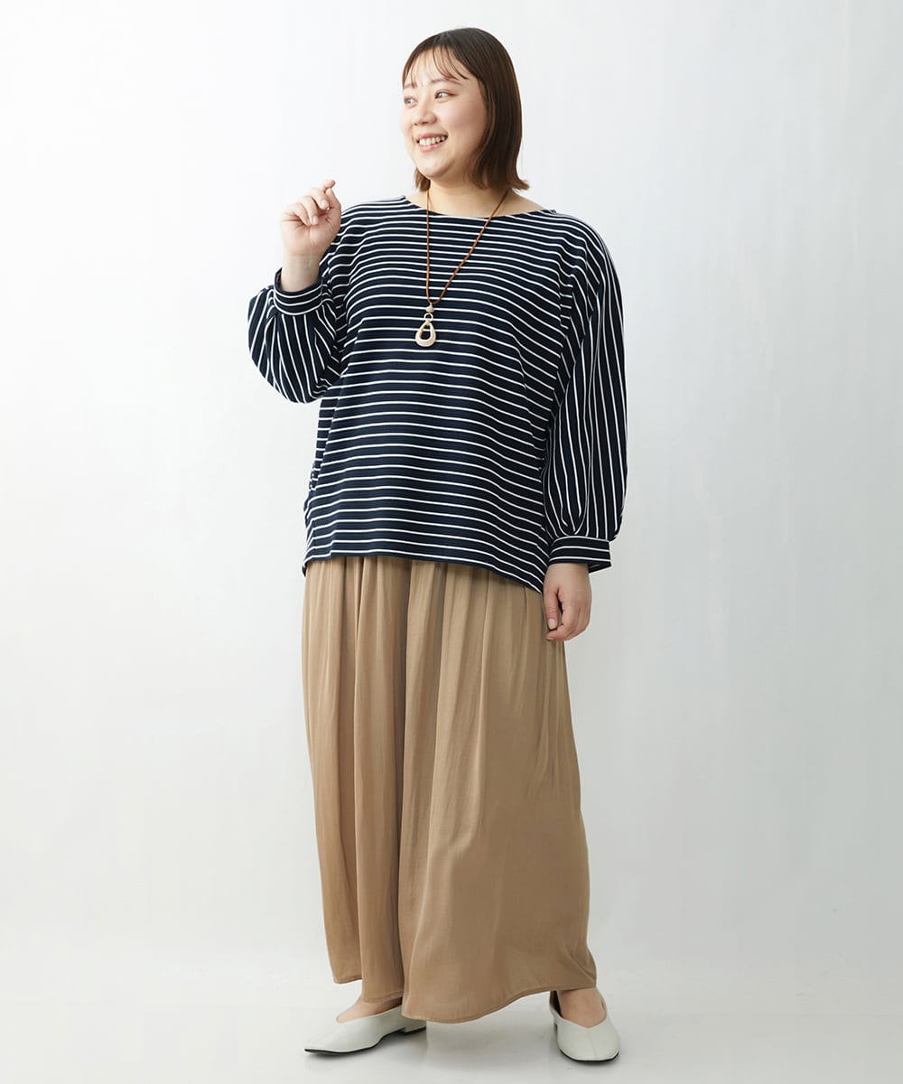 OLLDS24080 eur3(エウルキューブ) 【雑誌掲載】【大きいサイズ】メーテルサテンパンツ ベージュ(82)