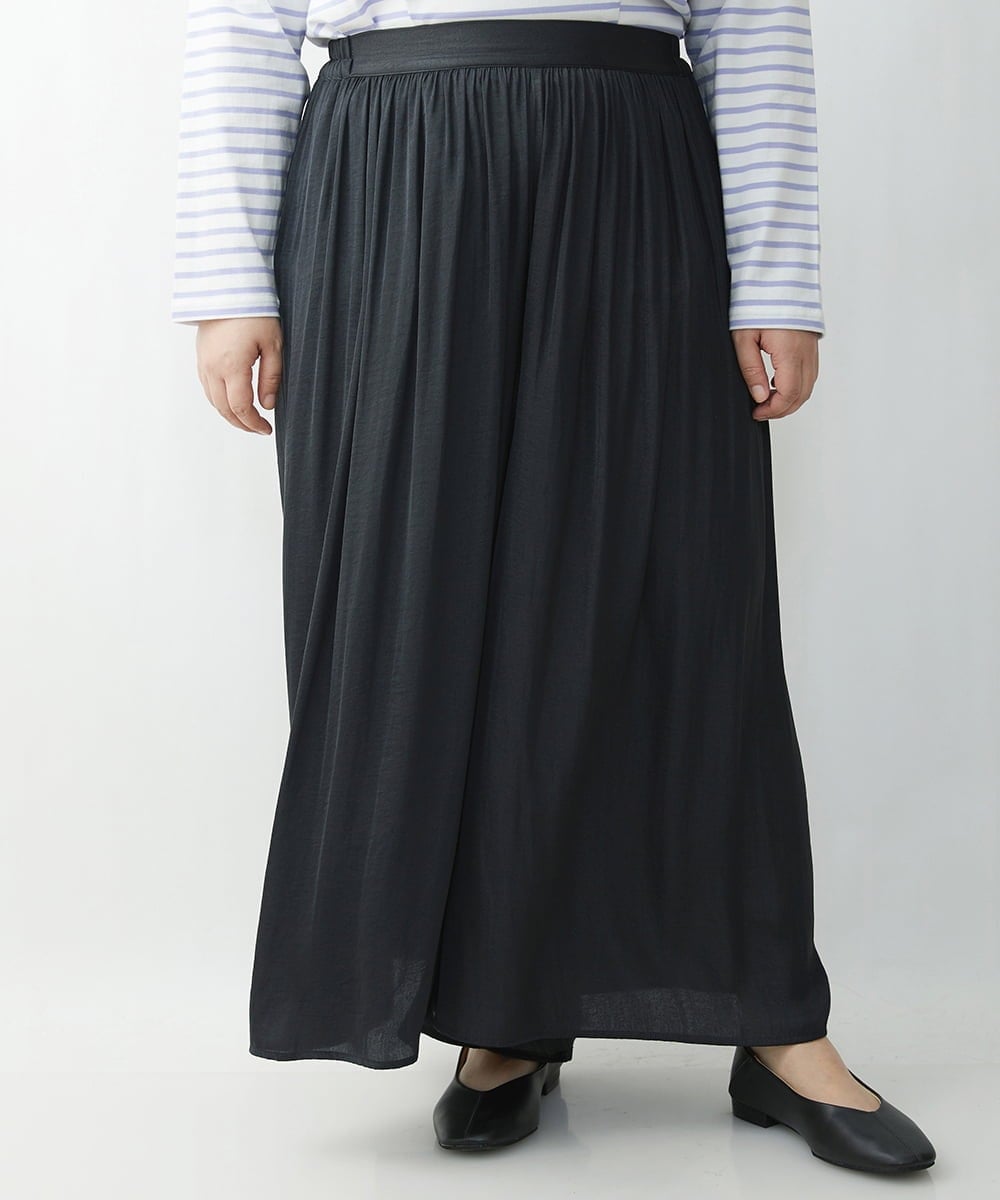 OLLDS24080 eur3(エウルキューブ) 【雑誌掲載】【大きいサイズ】メーテルサテンパンツ ダークグレー(93)