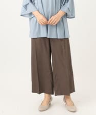 OLLEA24129 eur3(エウルキューブ) 【大きいサイズ】サイロツイルワイドストレートパンツ ブラウン(87）