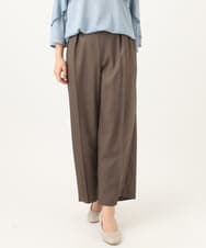 OLLEA24129 eur3(エウルキューブ) 【大きいサイズ】サイロツイルワイドストレートパンツ ブラウン(87）