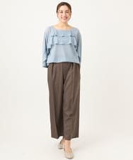 OLLEA24129 eur3(エウルキューブ) 【大きいサイズ】サイロツイルワイドストレートパンツ ブラウン(87）