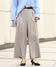 OLLEA24129 eur3(エウルキューブ) 【大きいサイズ】サイロツイルワイドストレートパンツ ライトグレー(91)