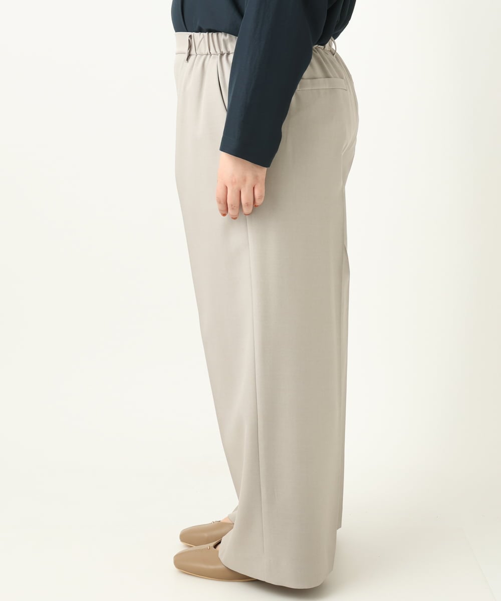 OLLEA24129 eur3(エウルキューブ) 【大きいサイズ】サイロツイルワイドストレートパンツ ライトグレー(91)