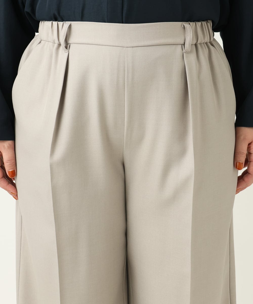 OLLEA24129 eur3(エウルキューブ) 【大きいサイズ】サイロツイルワイドストレートパンツ ライトグレー(91)