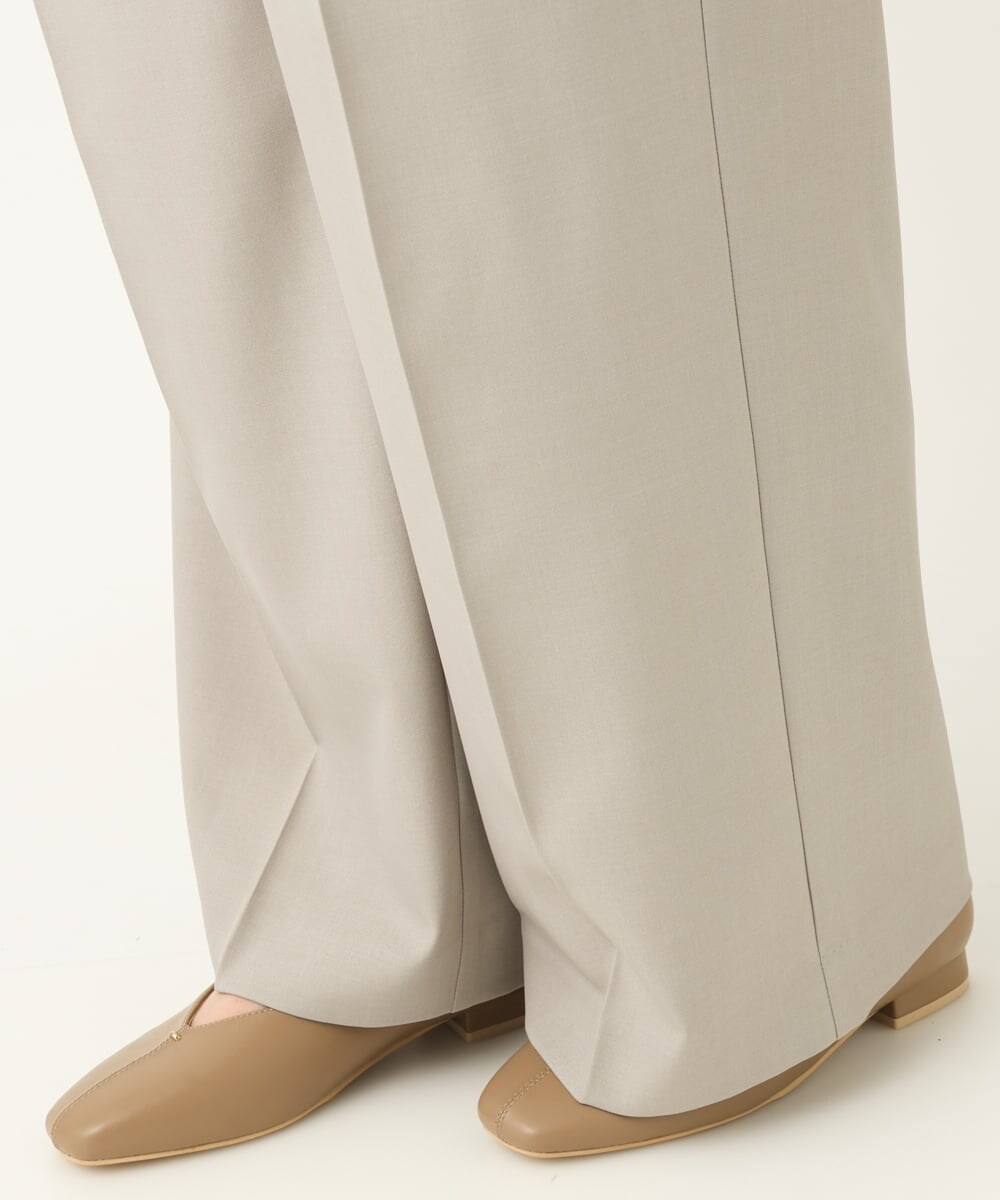 OLLEA24129 eur3(エウルキューブ) 【大きいサイズ】サイロツイルワイドストレートパンツ ライトグレー(91)