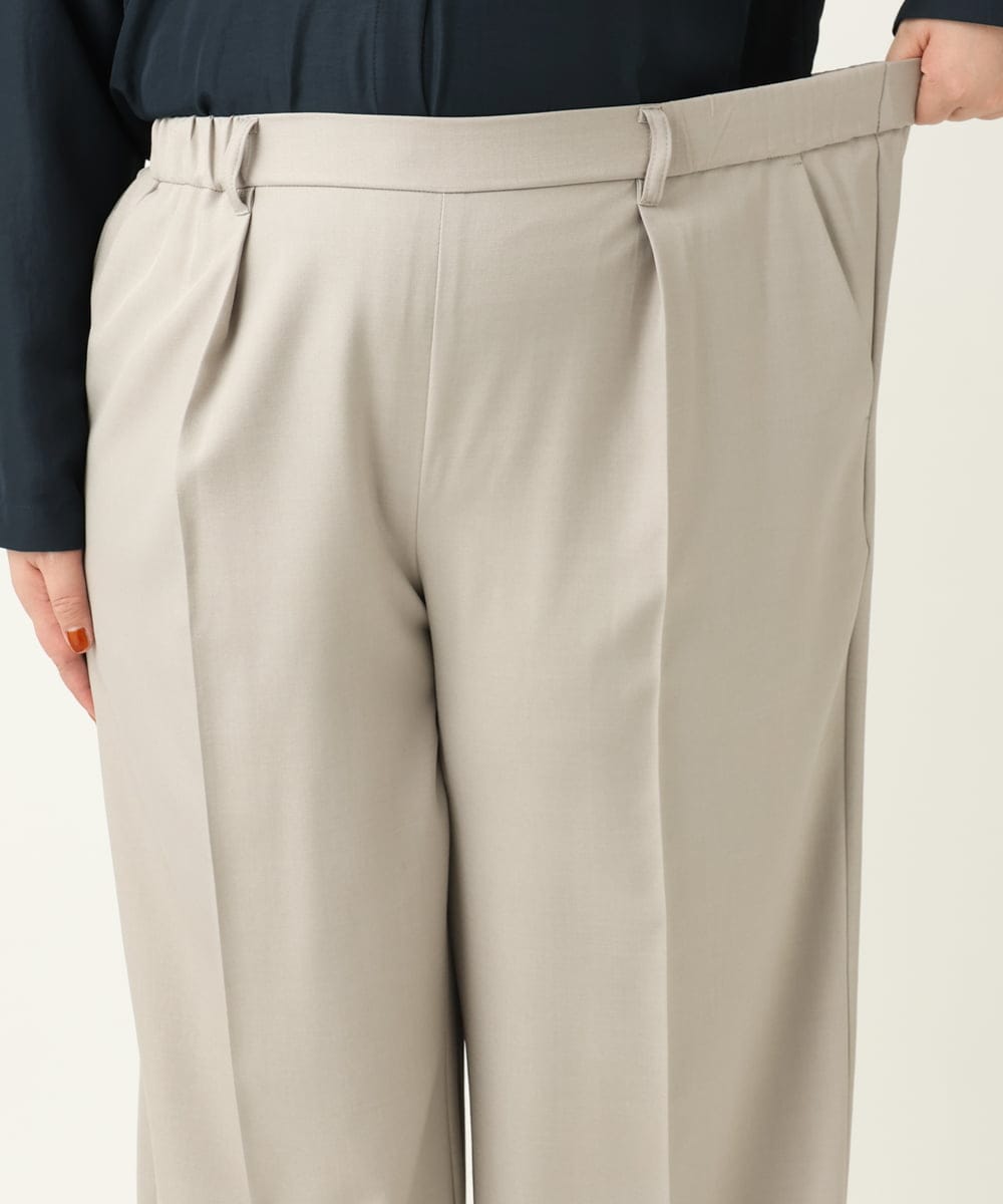 OLLEA24129 eur3(エウルキューブ) 【大きいサイズ】サイロツイルワイドストレートパンツ ライトグレー(91)