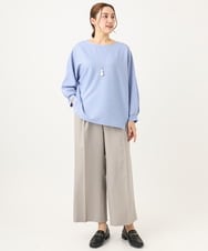 OLLEA24129 eur3(エウルキューブ) 【大きいサイズ】サイロツイルワイドストレートパンツ ライトグレー(91)