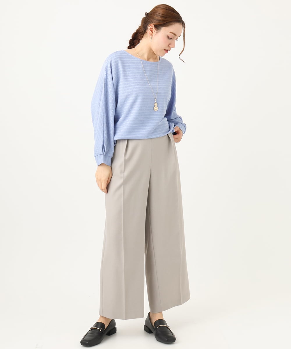 OLLEA24129 eur3(エウルキューブ) 【大きいサイズ】サイロツイルワイドストレートパンツ ライトグレー(91)