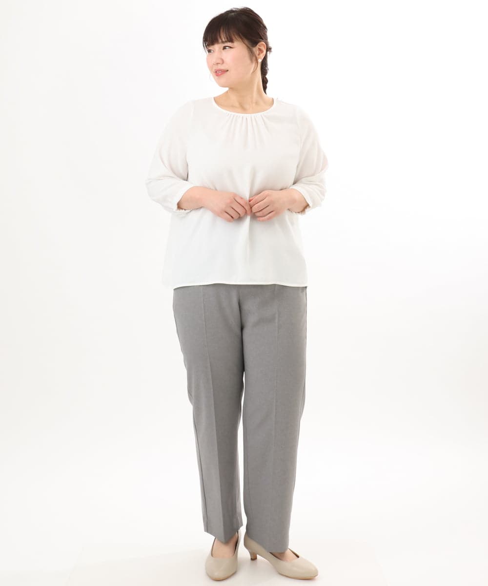 OLLED03139 eur3(エウルキューブ) 【大きいサイズ/11号サイズあり/セットアップ可能】ストレッチセンタープレスパンツ グレー