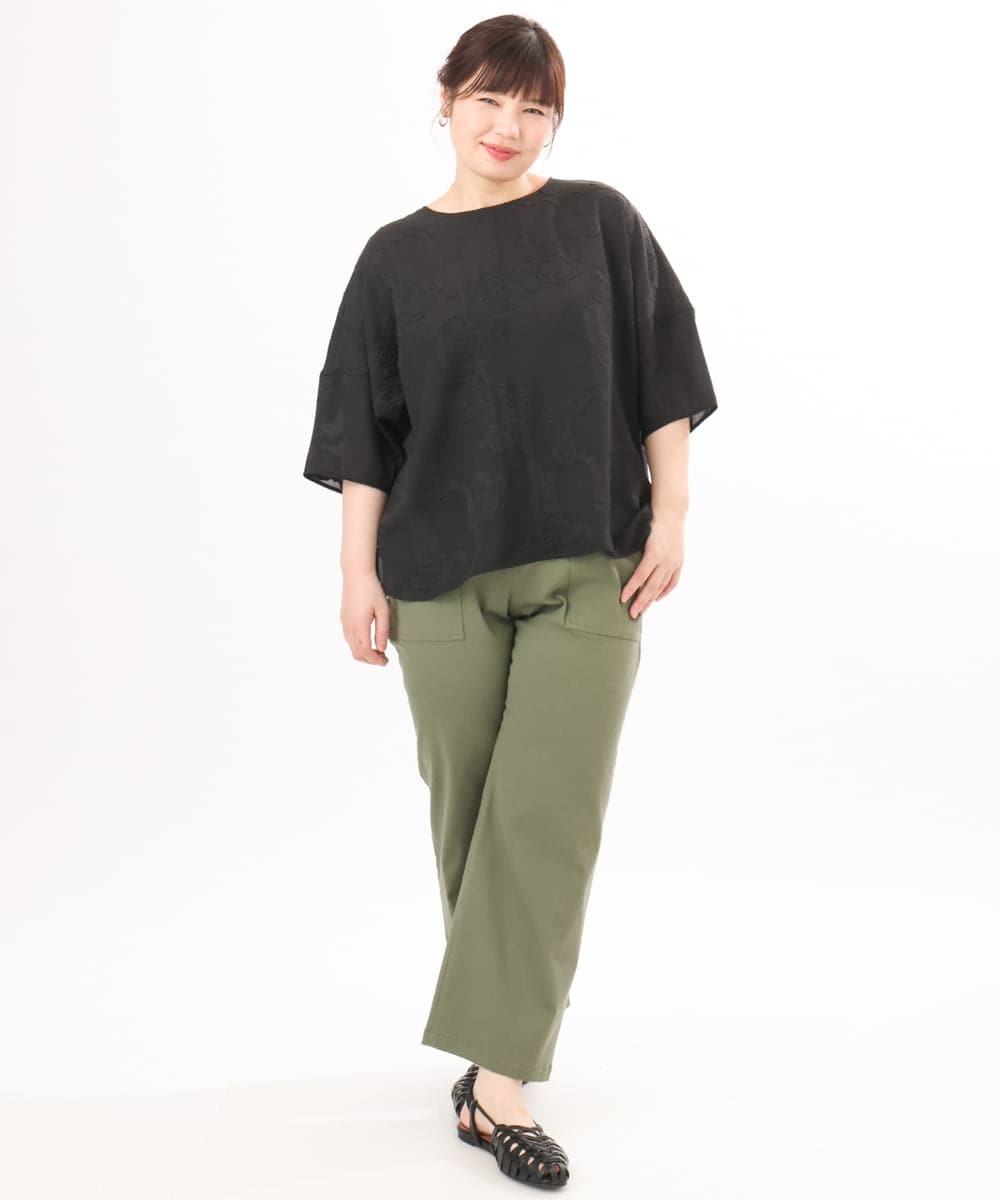 OLLED06099 eur3(エウルキューブ) 【大きいサイズ】ストレッチベイカーパンツ カーキ