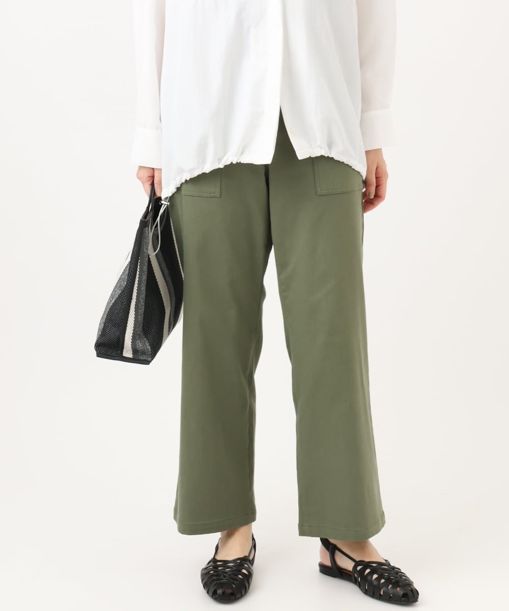 OLLED06099 eur3(エウルキューブ) 【大きいサイズ】ストレッチベイカーパンツ カーキ