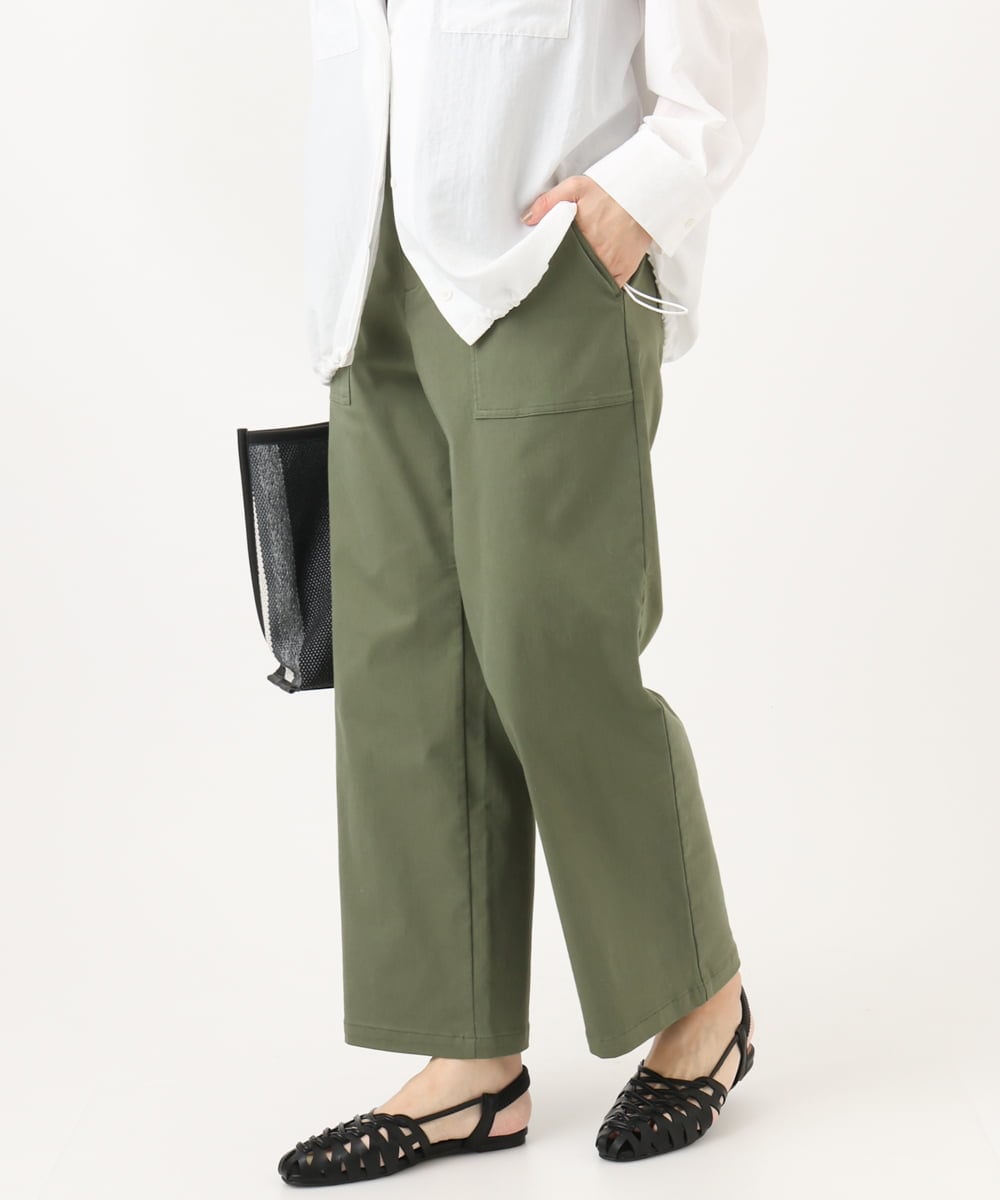 OLLED06099 eur3(エウルキューブ) 【大きいサイズ】ストレッチベイカーパンツ カーキ
