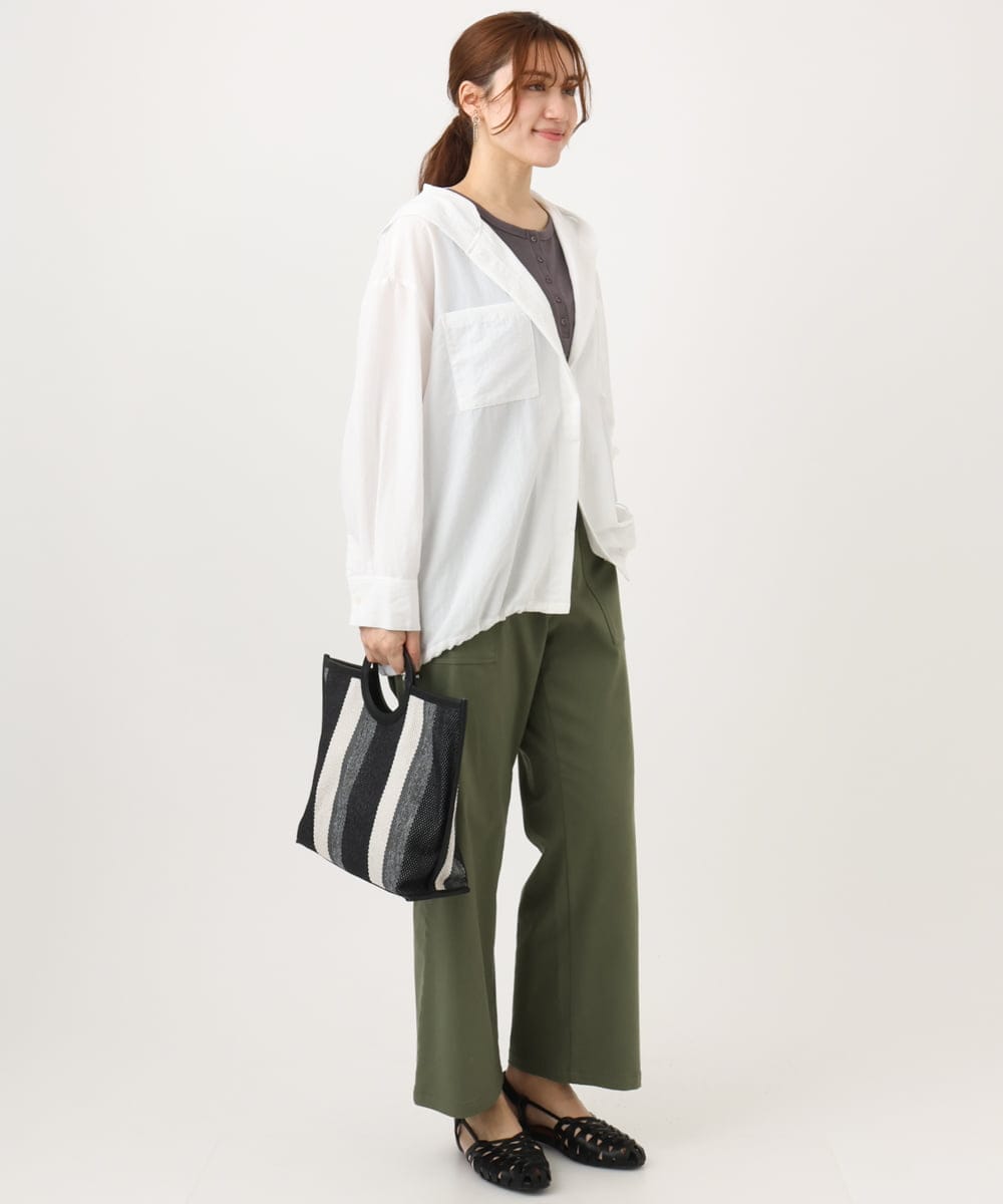 OLLED06099 eur3(エウルキューブ) 【大きいサイズ】ストレッチベイカーパンツ カーキ