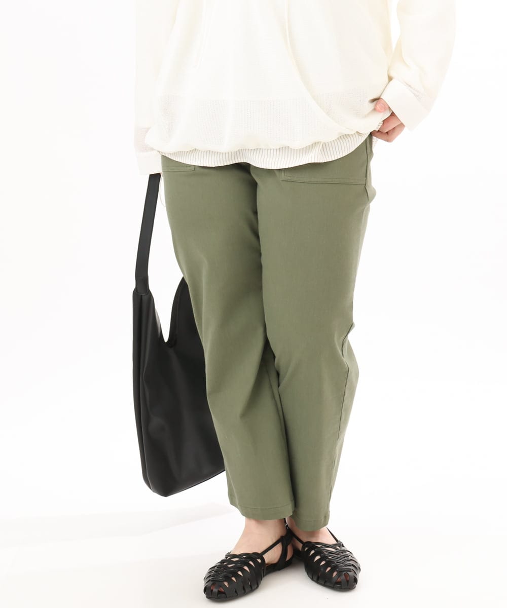 OLLED06099 eur3(エウルキューブ) 【大きいサイズ】ストレッチベイカーパンツ カーキ