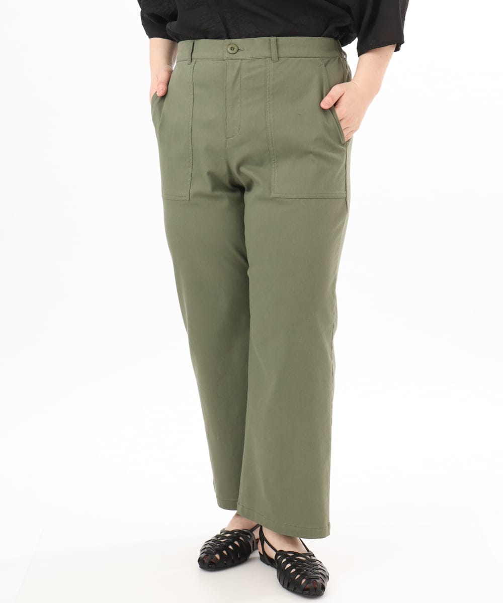 OLLED06099 eur3(エウルキューブ) 【大きいサイズ】ストレッチベイカーパンツ カーキ