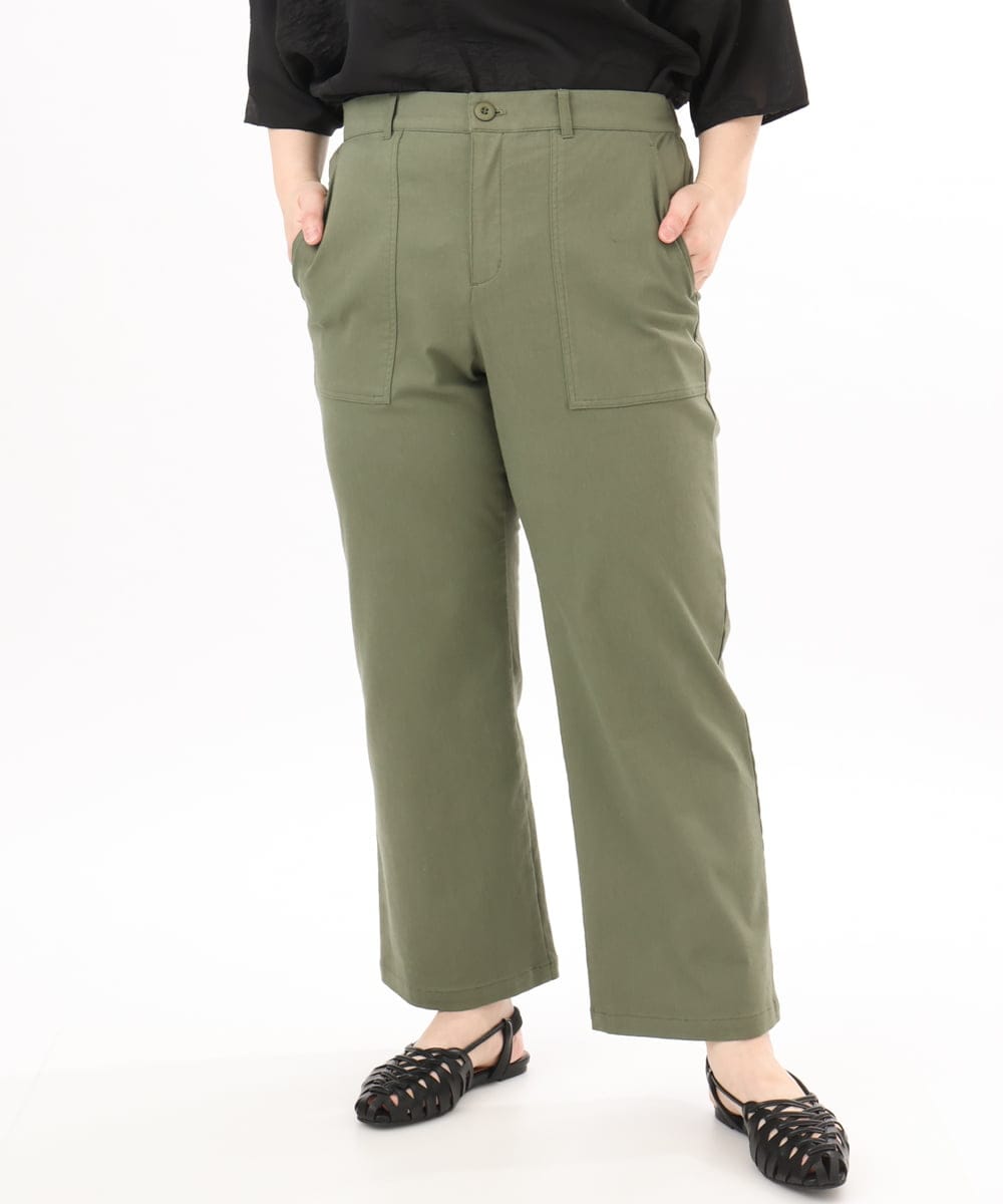 OLLED06099 eur3(エウルキューブ) 【大きいサイズ】ストレッチベイカーパンツ カーキ