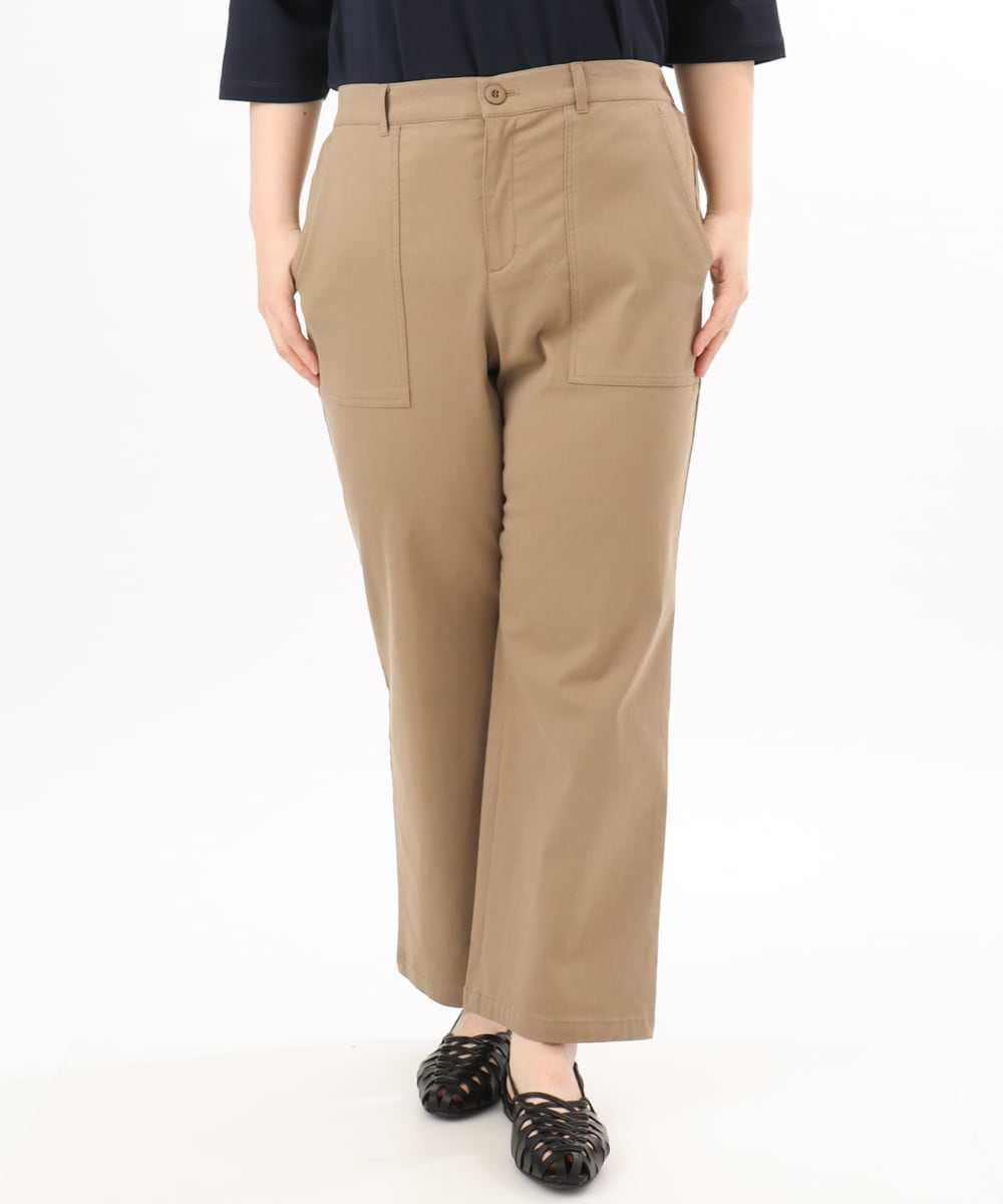 OLLED06099 eur3(エウルキューブ) 【大きいサイズ】ストレッチベイカーパンツ モカ