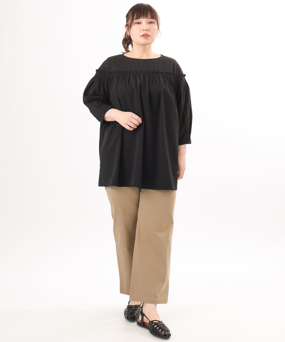 OLLED06099 eur3(エウルキューブ) 【大きいサイズ】ストレッチベイカーパンツ モカ