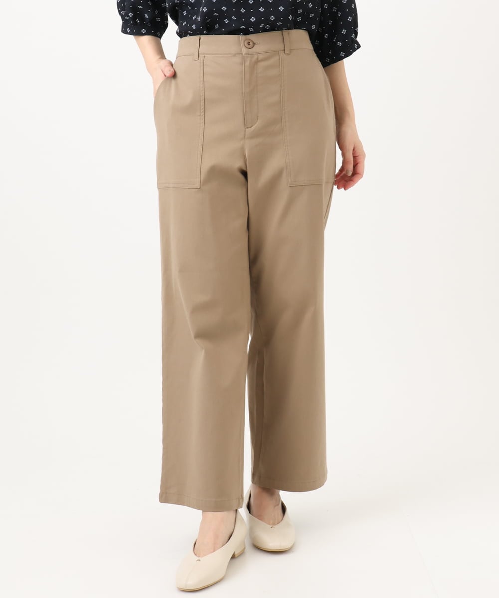 OLLED06099 eur3(エウルキューブ) 【大きいサイズ】ストレッチベイカーパンツ モカ