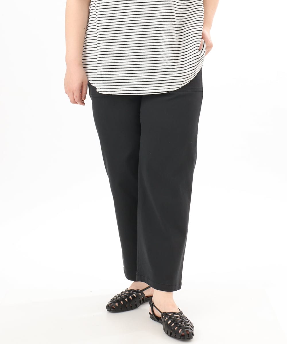 OLLED06099 eur3(エウルキューブ) 【大きいサイズ】ストレッチベイカーパンツ ブラック