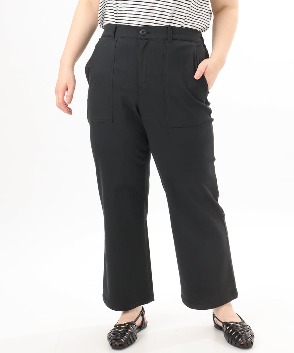 OLLED06099 eur3(エウルキューブ) 【大きいサイズ】ストレッチベイカーパンツ ブラック