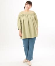 OLLED07109 eur3(エウルキューブ) 【大きいサイズ】ストレッチストレートデニム ライトブルー