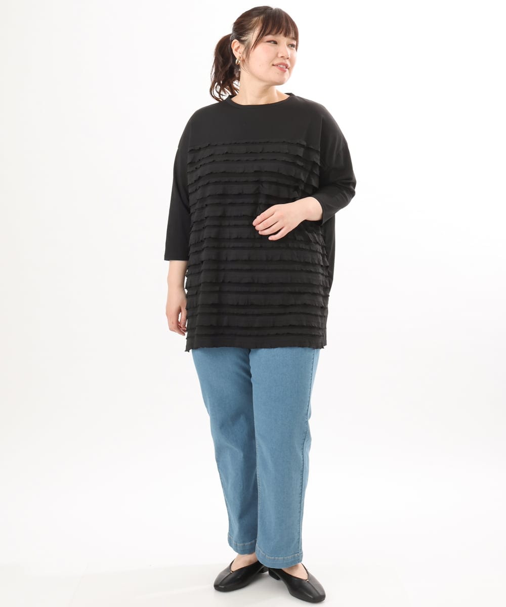 OLLED07109 eur3(エウルキューブ) 【大きいサイズ】ストレッチストレートデニム ライトブルー