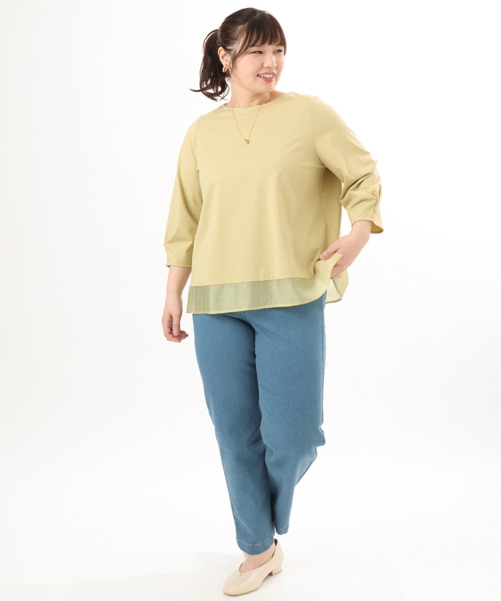 OLLED07109 eur3(エウルキューブ) 【大きいサイズ】ストレッチストレートデニム ライトブルー