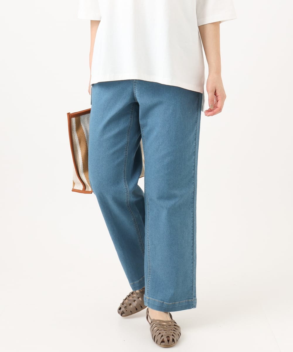 OLLED07109 eur3(エウルキューブ) 【大きいサイズ】ストレッチストレートデニム ライトブルー