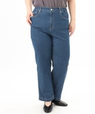 OLLED07109 eur3(エウルキューブ) 【大きいサイズ】ストレッチストレートデニム ネイビー
