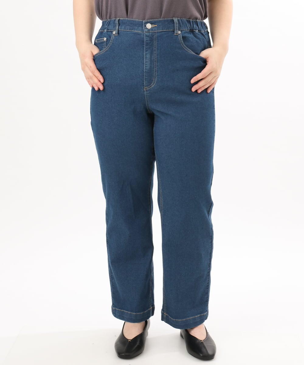 OLLED07109 eur3(エウルキューブ) 【大きいサイズ】ストレッチストレートデニム ネイビー