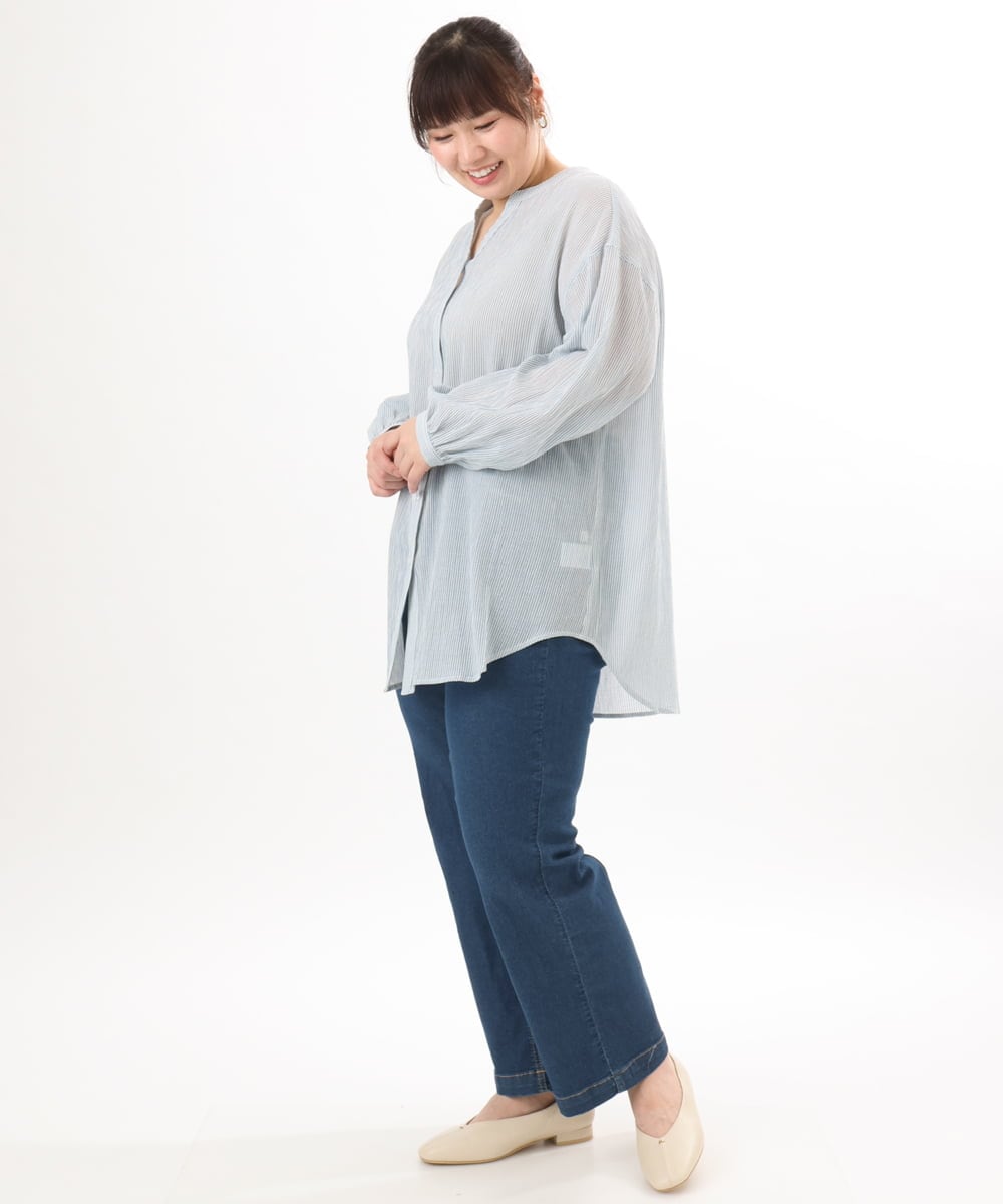 OLLED07109 eur3(エウルキューブ) 【大きいサイズ】ストレッチストレートデニム ネイビー